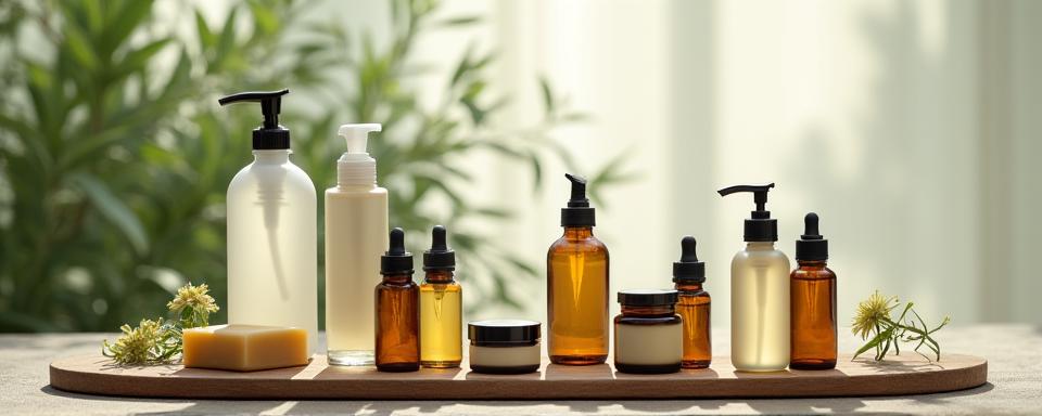 Natural skincare products, organic soaps, and essential oils on display